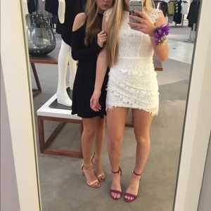 white lace mini dress